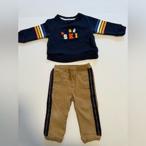 Janie and Jack Navy and Tan Jogger Set